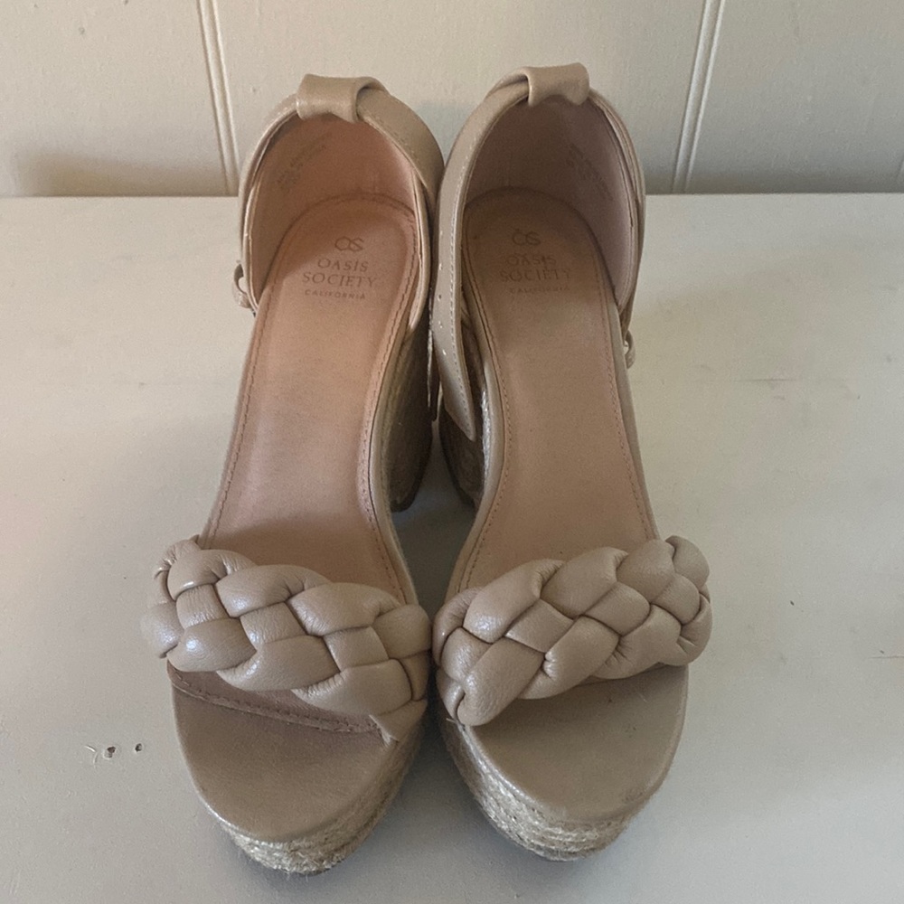 Pink lily chunky heels wedges